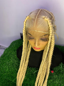 Box braided wig one Crownrow  on each side