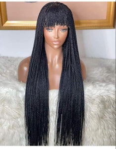 Black bang braids wig