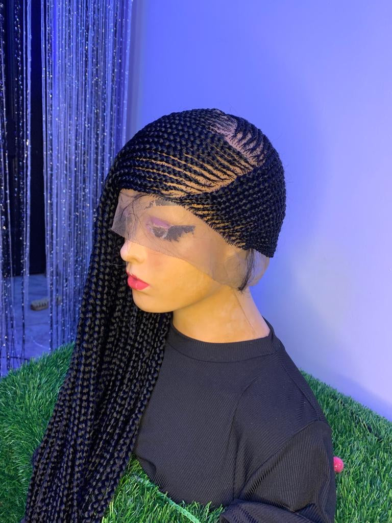 Side Parted Cornrow Braided Wig