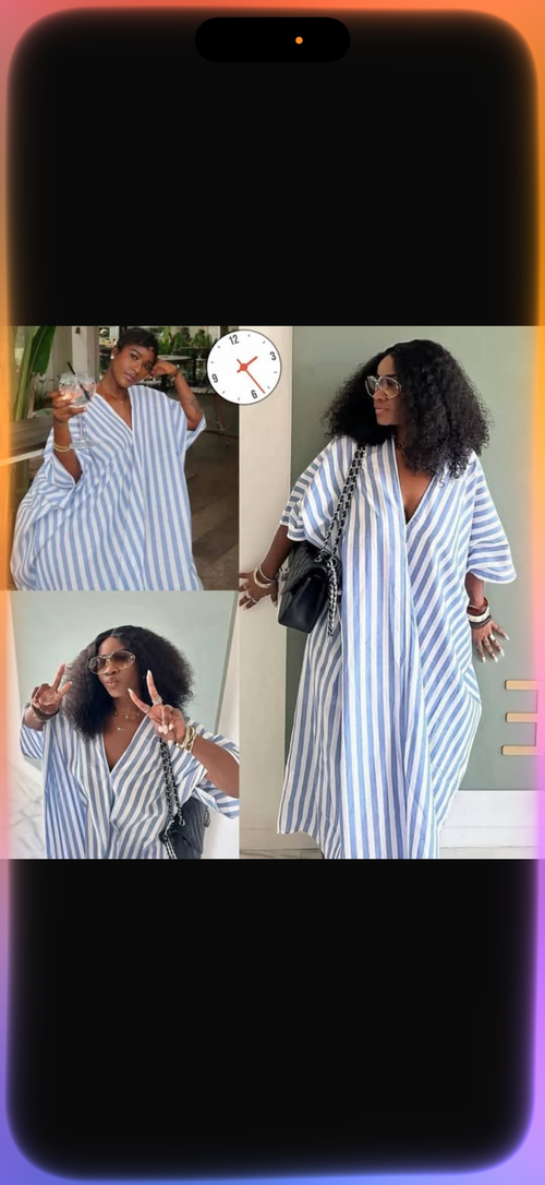 Blue and white cotton dress