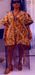 Brown African Fringe Dress