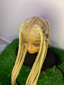 Box braided wig one Crownrow  on each side