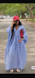 Blue and white cotton dress