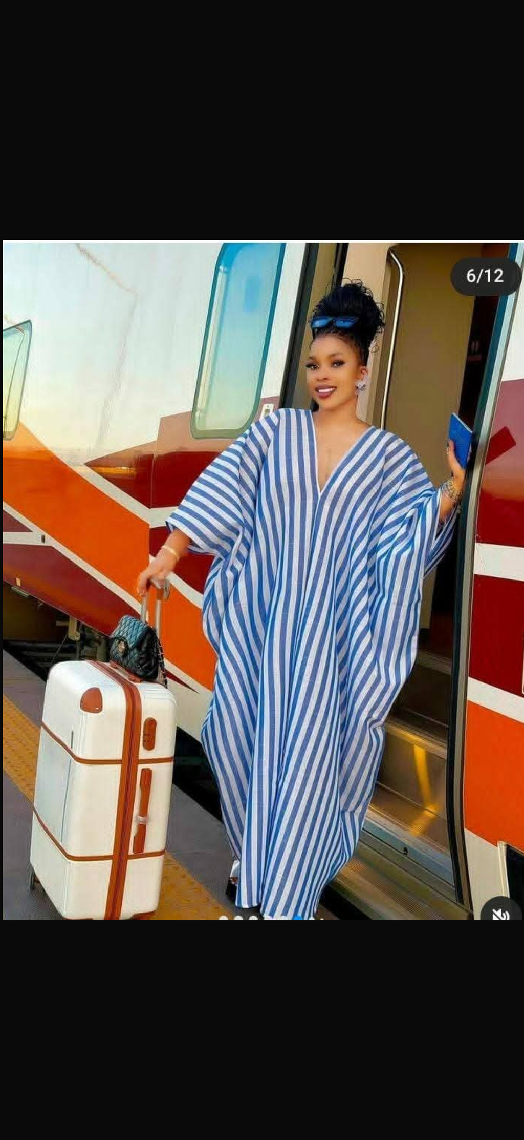 Blue and white cotton dress