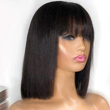 Load image into Gallery viewer, Bone straight Bang wig natural color