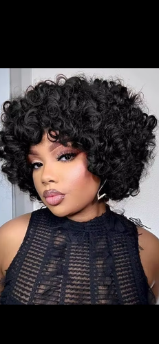 Bouncy curl  human wig  14 inches 200 Density