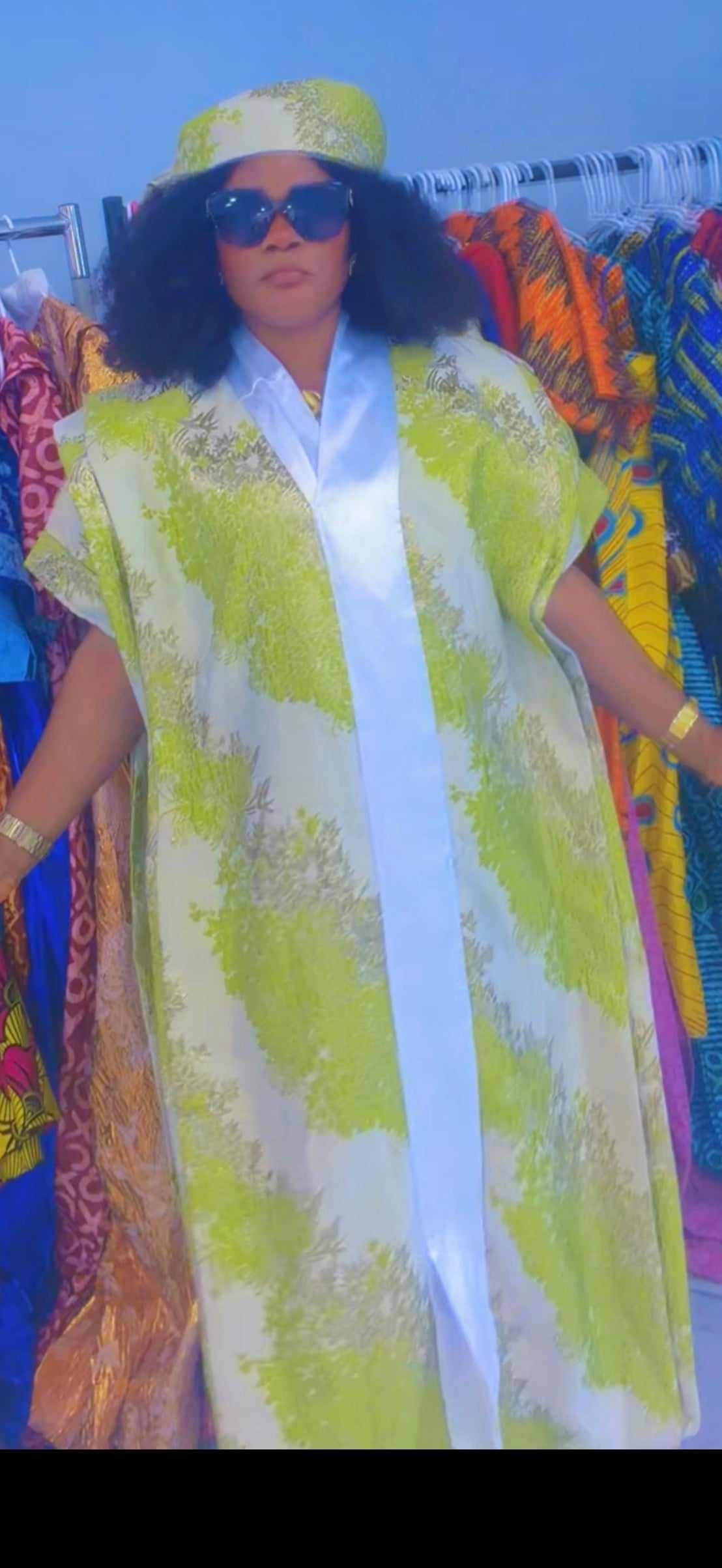 Lime green and white dress