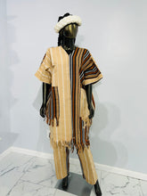 Load image into Gallery viewer, Light brown and dark brown Kente pantsuit