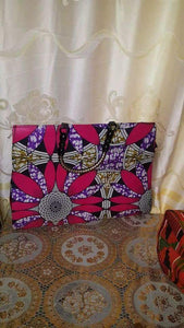 African Fabric Print Handbag- Pink multicolored