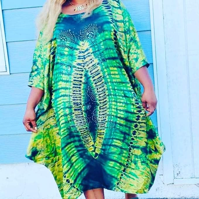 African Print Tie Dye Dress