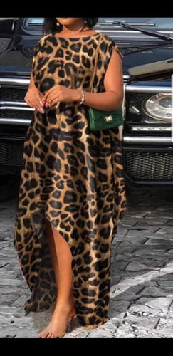 Oversize Leopard Print Kaftan dress