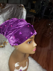 Beaded Velvet Turban Headwrap