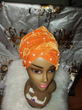 Load image into Gallery viewer, Beaded Velvet Turban Headwrap