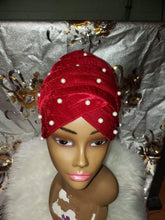 Load image into Gallery viewer, Beaded Velvet Turban Headwrap