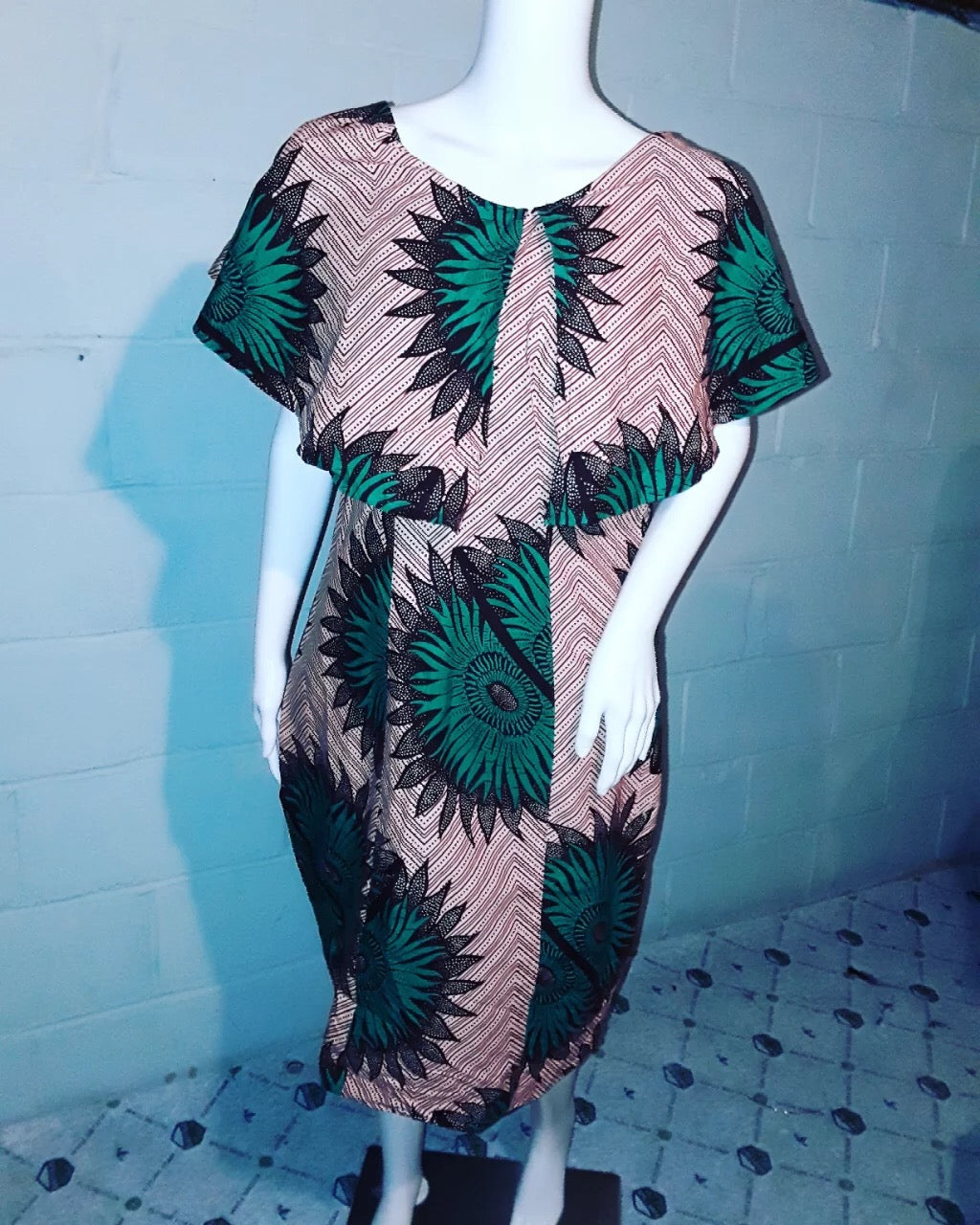 Multicolor Colored African Print Dress-Sz M