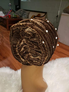 Beaded Velvet Turban Headwrap