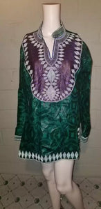 Unisex Long Sleeve Embroidered  Top-Green & Purple- Sz XL