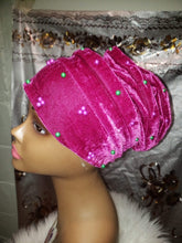 Load image into Gallery viewer, Beaded Velvet Turban Headwrap