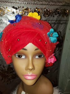 3D Flower Turban Headwrap