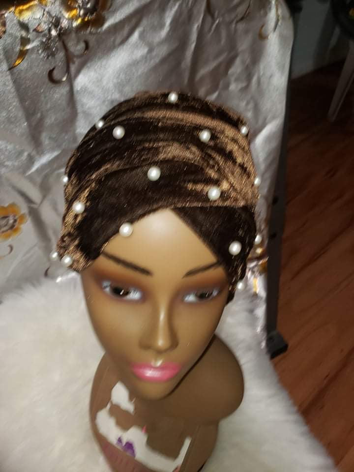 Beaded Velvet Turban Headwrap