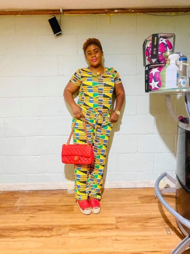 Yellow Kente Style Jumpsuit