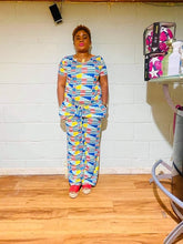 Load image into Gallery viewer, Blue Kente Style Jumpsuit