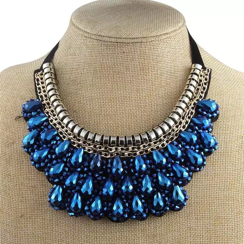 Blue Pearl Beaded  Necklace