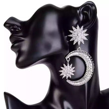 Load image into Gallery viewer, Diamonte Moon-Star Earrings