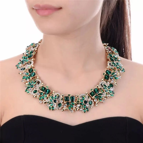 Rhinestone Flower Crystal Necklace