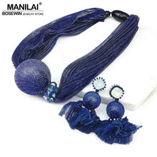 Load image into Gallery viewer, Blue Pearl Crystal Necklace