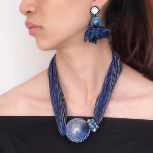 Blue Pearl Crystal Necklace