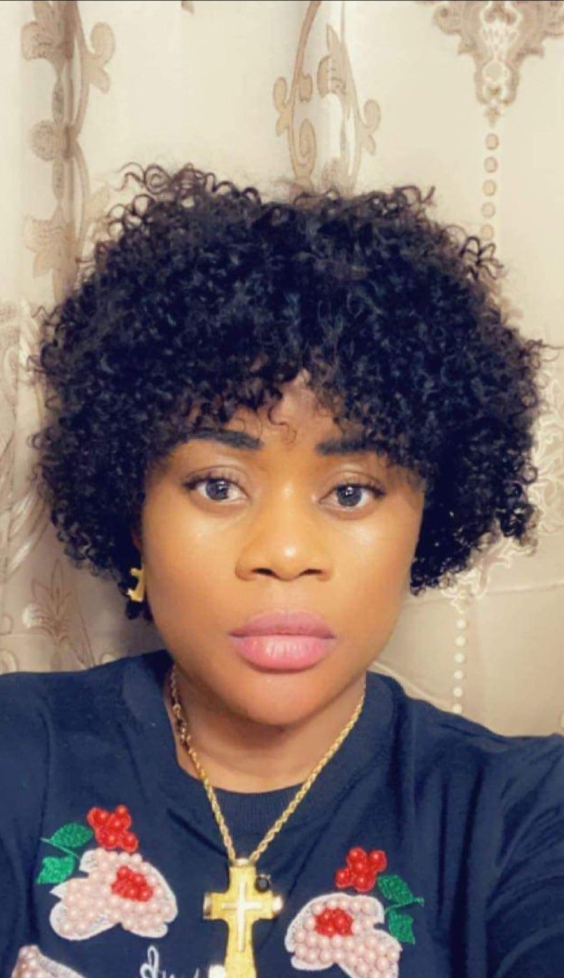 Short curly Afro Wig (Human Hair) 1b