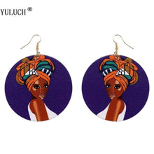 Load image into Gallery viewer, Afro Wooden Earrings