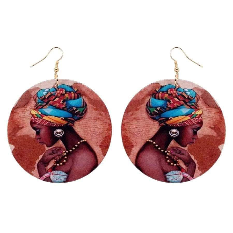 Afro Wooden Earrings