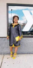 Load image into Gallery viewer, African Blazing black and gold mini dress