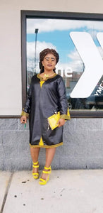African Blazing black and gold mini dress
