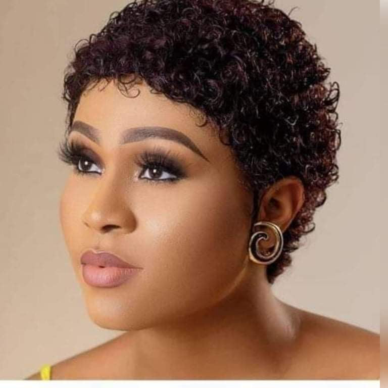 Curly short Human Hair Wig ( Burgundy)