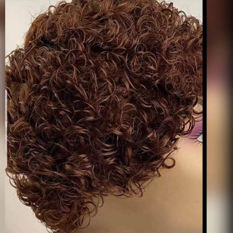 Curly short Human Hair Wig ( Burgundy)